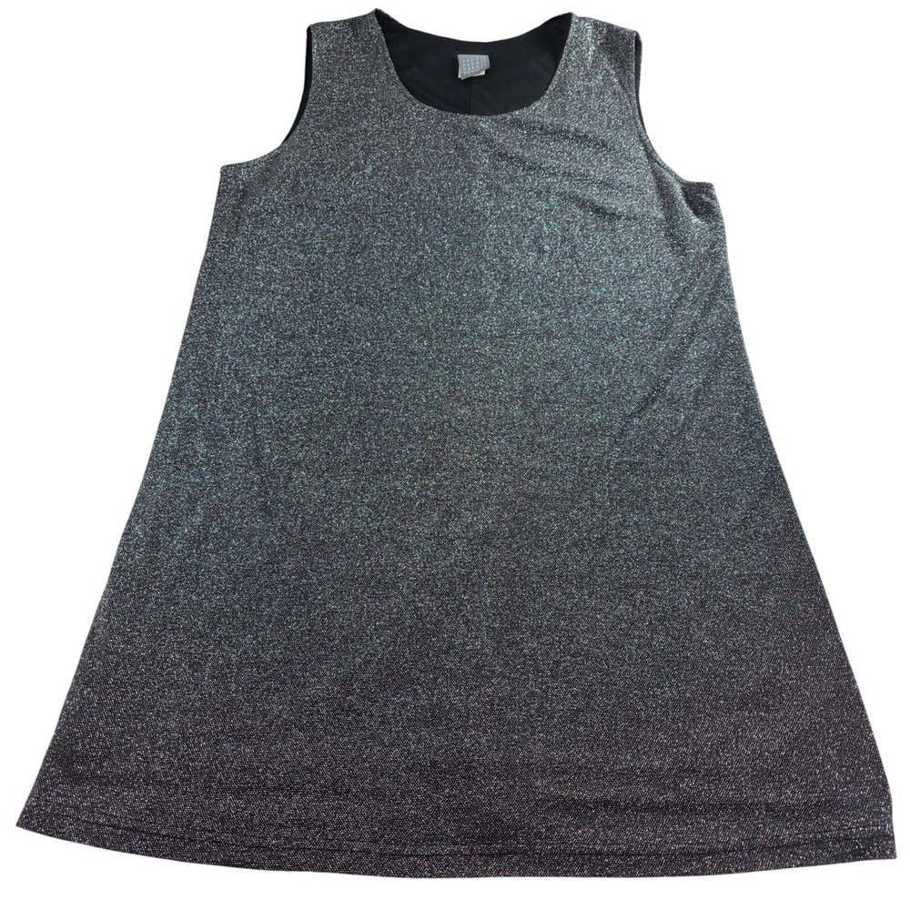 Rabbit Rabbit Designs Vintage Womens 20W Silver‎ Shift Dress Metallic Lurex